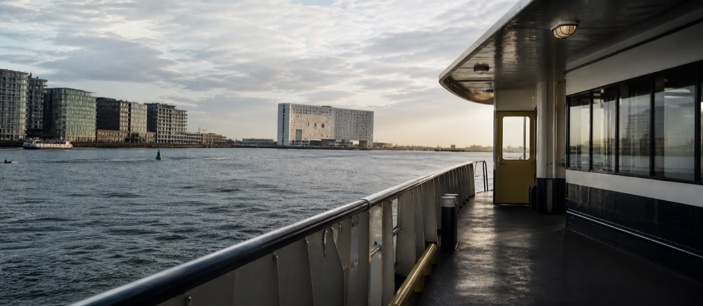 Amsterdam Noord and the EYE Film Museum seen across the IJ