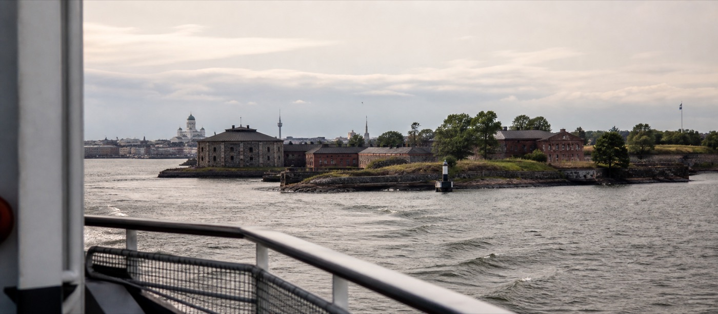 Suomenlinna seen across Helsinki harbour from the ferry