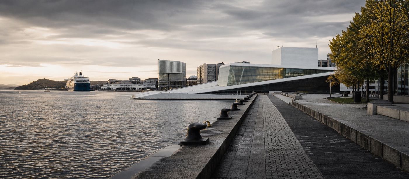 Oslo Opera House at the edge of the city